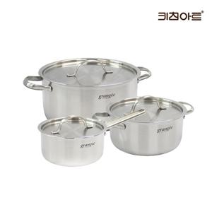 키친아트 그랑제 인덕션용냄비 통3중 304스텐 냄비세트 3종A 편16+양18+24