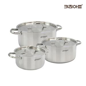 키친아트 그랑제 인덕션용냄비 통3중 304스텐 냄비세트 3종F 양18+20+24
