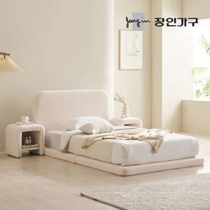 장인가구 도우 부클레 패브릭 헤드형 저상형 호텔 침대 SS+협탁2+7존포켓유로탑