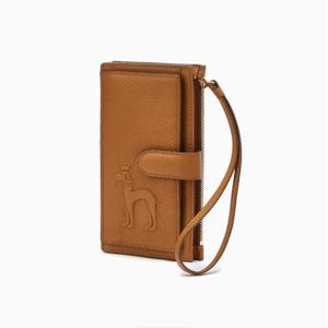 [헤지스ACC] 브라운 가죽 엠보 퍼피 스트랩 장지갑 HIHO5E253W2