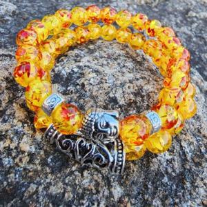 부처님 세트 불교 공작석 팔찌 호박색 커플