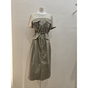 숲  (SB5OP31) 스트링 저지 패치 롱 원피스