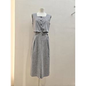 숲  (SB5OV80) 벨티드 민소매 투인원 원피스