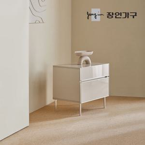 장인가구 무와 E0등급 하이그로시 600 사이드 서랍 협탁 미니 거실장