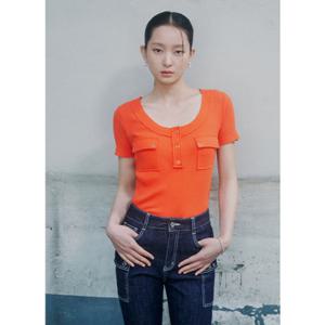 [에고이스트] ER2CH462 포켓 포인트 U넥 반소매 슬림 티셔츠 (25년 여름)