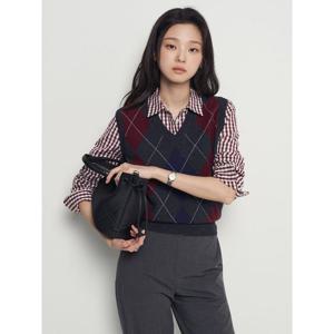 [빈폴레이디스] 아가일 V넥 베스트  애쉬 (BF595UC014)