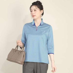 애비뉴투지 엄마옷 리얼 실켓 면 단가라 반집업 봄 가을 칠부 티셔츠 A05420