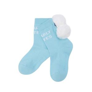 여성 탈착 폼폼 배색 로고 중목 양말521E3SC003BL