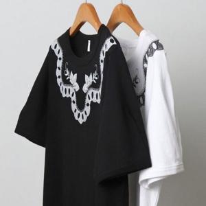 나염 306J200S 여성큰옷 빅사이즈 나뭇잎 펄 반팔티