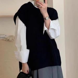 [샵앤][샵앤] 여성 라운드 오버핏 꽈배기 니트 조끼 21DS-WVS-48