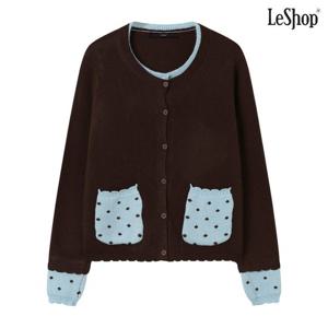 [르샵]도트 포켓 레이어드 니트 가디건 (DP4CK014A)