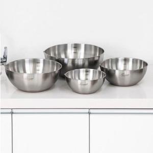 키친아트 스텐 다라이 믹싱볼 소쿠리 바구니 4종세트 눈금믹싱볼 가정용믹싱볼 스테인레스믹싱볼 물코믹싱