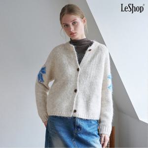 [르샵]라운드넥 눈꽃 자수 니트 가디건 (DP4CK028A)