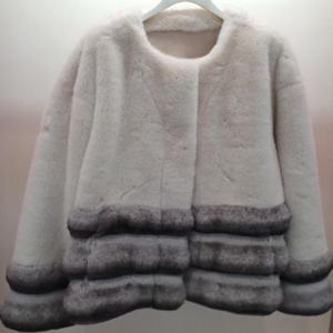 Latium HC06 팔뚝품편한 루즈핏 이중컬러 라운드 페이크퍼 밍크 쟈켓 T2543jk09I