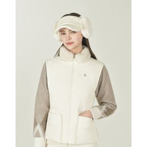 헤지스 골프 여성 25FW 아이보리 소재배색 구스다운 패딩점퍼 HWJU5D754IV