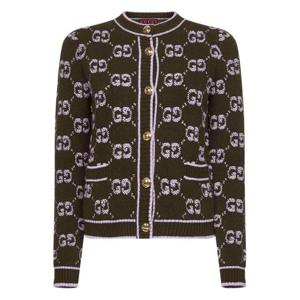 구찌 GG 울 부클 자카드 가디건 713300XKCNA 3039 MILTARY LILAC