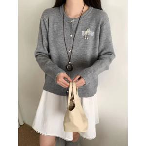 [베나프]리본 패치 니트 가디건_FH1GD001