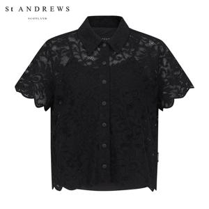 [세인트앤드류스] 여성 플로럴 아플리케 셔츠형 반팔 점퍼&이너 탑 821F2JP581_BK