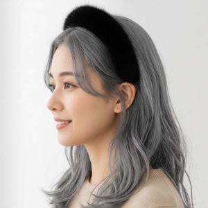 로얄 럭셔리 4color 풀스킨 밍크 퍼 헤어 밴드 머리띠 블랙