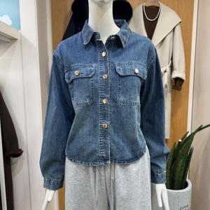 클리지 DP01 청 데님 크롭 카라 자켓 CQ2WBL27