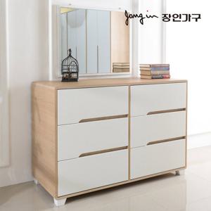 장인가구 시클리 화이트 1200 3단서랍화장대