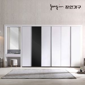 장인가구 아이브 파인 매트 여닫이 미러 파우더 붙박이장 5CM