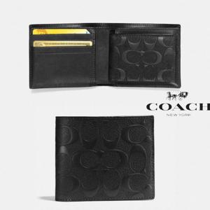 코치 COACH 75371 OS ST 남자 컴팩트 시그니쳐 가죽 지갑