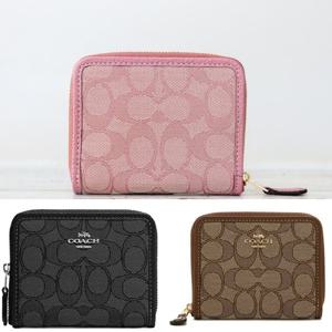 코치 CH389 OS 여자 시그니처 자카드 스몰 지퍼 지갑