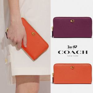 코치(COACH) CC489 OS 여자 아코디언 지퍼 가죽 장지갑