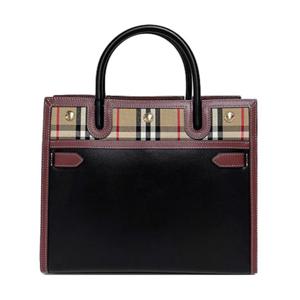 [버버리] 레더 빈티지체크 투핸들 타이틀백/블랙/80252691
