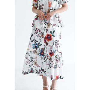 [비꼴리끄(여성)]코튼 프린트 앞단추 스커트 B242WK3180