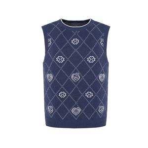 [크로커다일 레이디]격자 패턴 라운드 니트 베스트 CLDWSW109