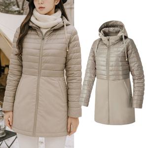 콜핑 여성 겨울 중기장 후드 경량 패딩 자켓