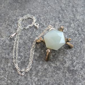 옥 히란야 기수련 천연원석 실버 목걸이