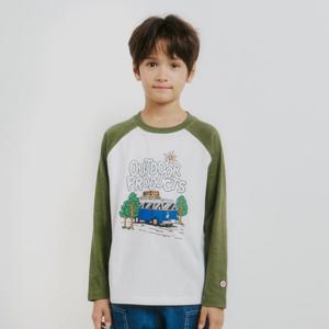 [본사][아웃도어프로덕츠키즈]배색 라글란 그래픽 티셔츠 (그린) OD251ILS03_GRN