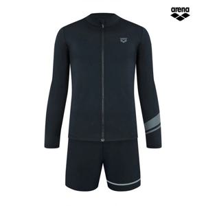 아레나 에센스 레귤러핏 집업 래쉬가드 세트 A5BM1PC05 BLK