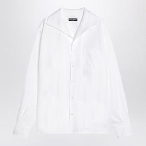 돌체앤가바나 화이트 리넨 브이넥 버튼업 셔츠 G5MW6TFU4JB W08