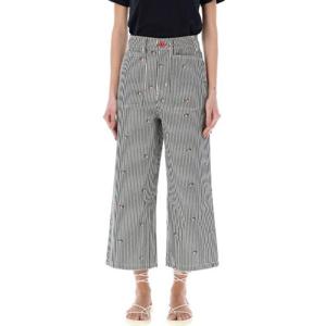 Kenzo 하이웨이스트 스트라이프 크롭 진 FD52DP2146JI DM TP943958312