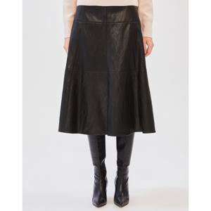 질스튜어트 뉴욕 여성 24FW 스테디셀러 블랙 절개장식 가죽 플레어스커트 WJSK4D330BK