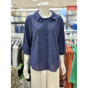 화이트호스 세이브존05 이중 카라 체크 블라우스 A252240