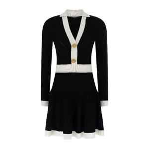 발망 투톤 스트레치 니트 크로셰 미니 원피스 FF1R9858KI64 EAB