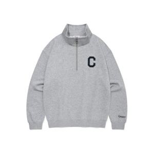 커버낫긴팔티 CQK CO2403CR10-MG C 로고 하프 집업 맨투맨 멜란지 그레이