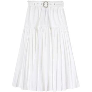질샌더 화이트 코튼 플리츠 벨티드 스커트 J40MA0140 J45127100