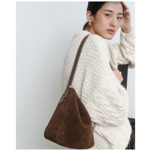 [헤지스]HIBA5F337W3_[H-EDGE] 여성 엣지백 시그니처 H 브라운 스웨이드 숄더 M