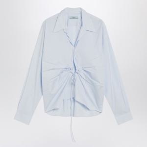 프라다 라이트 블루 코튼 레이스업 셔츠 P481IOOO1650 F0M10