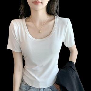 [다잇템][다잇템] 여성 언발 넓은 멀티컬러 U넥 반팔티_20582541