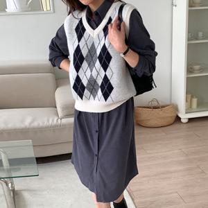 [샵앤][샵앤] 여성 카라 롱셔츠 무릎기장 원피스 21DS-WDR-4890-