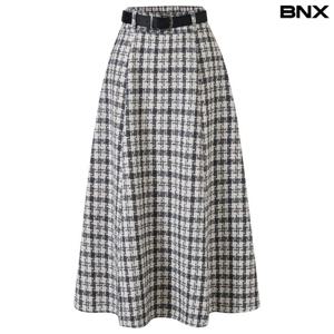 [BNX] 지도리 체크 벨티드 롱 스커트 (BX4SK002L0)