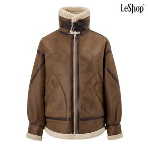 [르샵]하이넥 퍼 배색 레더 무스탕 자켓 (DP4JK011A)