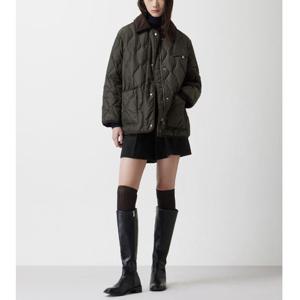 [쥬크]코듀로이 배색 카라 퀼팅 하프 구스 다운 Z254PSG181